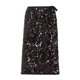 Prada Rokken, Dames, Zwart, M, Leer, Polyamide Midi Rok