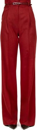 Max Mara Broeken, Dames, Rood, S, Wol, Bordeaux Wol Straight Leg Broek