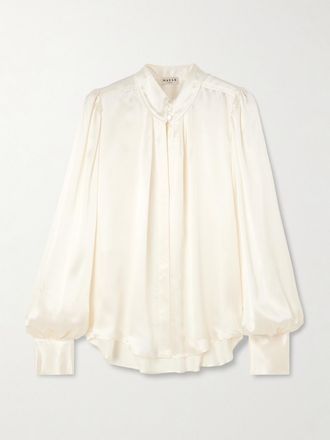 Maison Mayle Blusa In Charmeuse Di Seta Con Pieghe Val Disere - Avorio