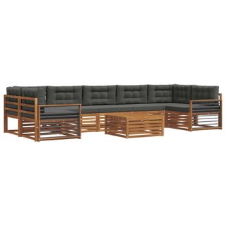 vidaXL Conjunto De Sof&aacute;s De Exterior 8 Uds. Natural Y Antracita Vidaxl