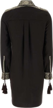 Burberry Silk with Lace Trim Dress - Brown