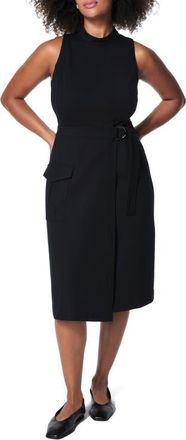 Spanx Belted Sleeveless Ponte Cargo Dress in Classic Black at Nordstrom, Size Small