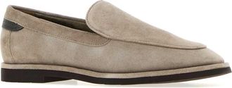 Brunello Cucinelli Womens Sand Suede Loafers Ice Mocassini