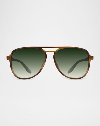 Barton Perreira Men & apos;s Double-Bridge Acetate Aviator Sunglasses