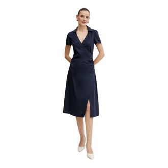 Patrizia Pepe Wikkeljurken - Dames - Jurken - Blauw - Maat: XS Katoen
