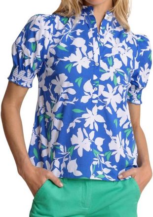 Southern Tide Meadow Blossom Bay Printed Top In Blue Lolite