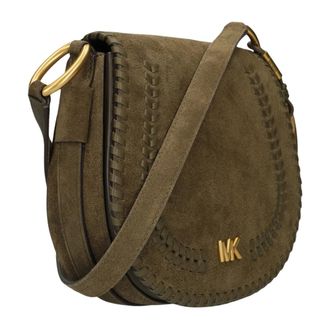 Michael Kors Josie Medium Whipstitched Suede Saddle Bag - female - Michael Kors - Cross Body Bags - Green - ONE SIZE - Bags