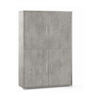 OEM Aparador Cuatro Puertas Con Cuatro Estantes En Madera Beton Cemento 108x41x H161 Cm