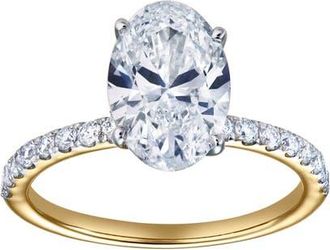 LuvMyJewelry Adriana 14K Yellow Gold Oval Lab Grown Diamond Hidden Halo Engagement Ring - 2.35 Ct at Nordstrom, Size 4.5