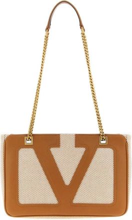Valentino Garavani Viva Superstar Kleine Canvas Schoudertas - Heren - Schoudertassen - Bruin - ONE Size - Katoen - Tassen