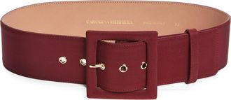 Carolina Herrera Icon Silk Faille & Leather Belt in Rioja at Nordstrom, Size X-Large