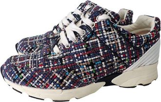 Chanel Multicoloured Woven Tweed Sneakers Size 39