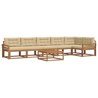 vidaXL Conjunto De Sof&aacute;s De Exterior Con Coj&iacute;n 7 Pcs Natural Y Beige Vidaxl