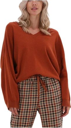 Semicouture Trui Y2wg 06 - Dames - V-hals truien - Bruin - XS - Truien & Vesten