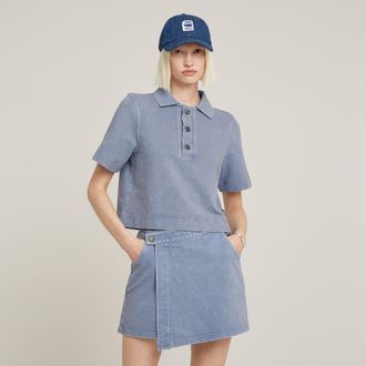 G-Star Overdyed Polo Sweater - Lichtblauw - Dames