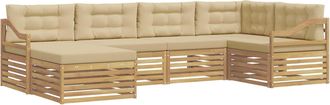 vidaXL Conjunto De Sof&aacute;s De Exterior 6 Uds. Y Beige Poli&eacute;ster Vidaxl