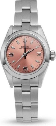 Rolex Pre-owned Rolex Oyster Perpetual Automatic Chronometer Pink Dial Ladies Watch 76080