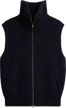 SOEUR Kristen Ribbed Knit Stand-Up Collar Sleeveless Sweater