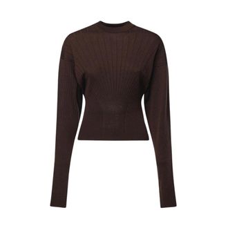 Sportmax Spxlatino Ronde hals gebreide kleding - Dames - Ronde hals truien - Bruin - S - Truien & Vesten