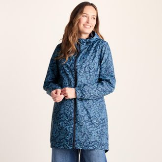 TOG24 Kilnsey Womens Waterproof Jacket - Smokey Blue Wave Print - Size 16 UK