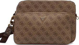 Guess Co monogram zip messenger bag - men - Polyurethane - One Size - Brown
