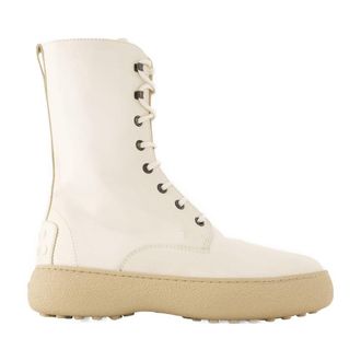 Tod's Winter Gommini Boots Tods Leather White