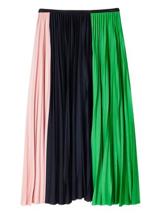 Paul Smith pleated panel midi skirt - women - Polyester - S - Green