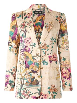 Roberto Cavalli floral-print jacket - Neutrals