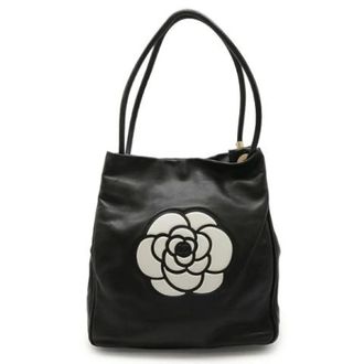 Chanel Pre-owned Tote Bags, female, Black, Size: ONE SIZE Pre-owned Camellia Leather Tote Bag