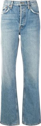 Re/Done Vintage Blauwe Straight Leg Jeans - Dames - Regular Fit Jeans - Blauw - W25 - Katoen - Jeans