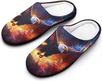 Generic Eg-gles U.S. Flag Cotton Slippers for Women Indoor Outdoor Slipper Slip-On Memory Foam Home Shoes