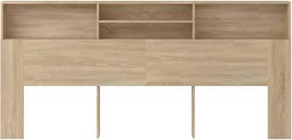 Berkfield Home Headboard Cabinet Sonoma Oak 220x19x103.5 cm in Light Tan
