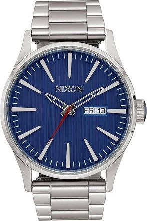 Nixon Sentry Stainless Steel Mens Watches Silver/Indigo, Stainless Steel/Steel