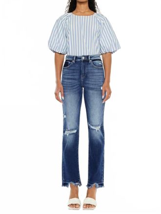 Kancan High Rise Slim Straight Jeans In Dark Blue