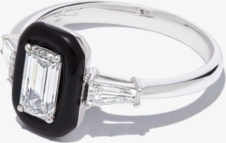 Nikos Koulis 18K White Gold Oui Diamond Ring - Womens - White Diamond/18kt White Gold/Enamel