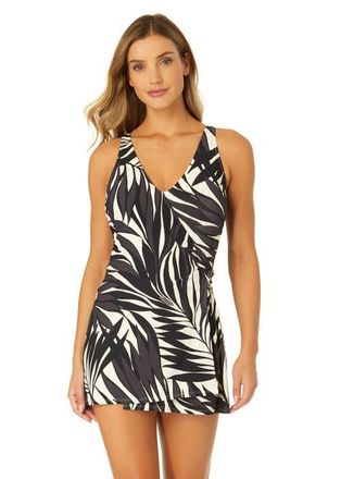 Anne Cole Womens Palm Chic Surplice Twist Skirted Swimdress at Nordstrom, Size 8