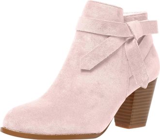 Generic Ankle Boots for Women UK Fashion Suede British Style Low Chunky Heeled Winter Booties Slouchy Comfort Round Close Toe Fall Boots(Pink,13)