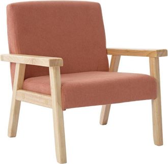 Sweeek Childrens scandi-style armchair, corduroy and rubberwood terracotta 47x43.5x50 cm - Isak kids
