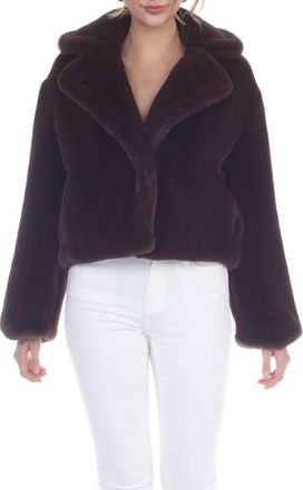 Rain + Rose Faux-Fur Crop Jacket in Chocolate at Nordstrom, Size X-Large