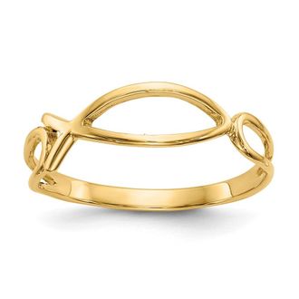 Diamond2Deal 14k Yellow Gold Polished Ichthus Fish Ring
