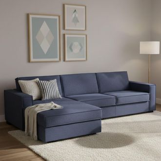 Talamo Italia Sofa Cama Daalb, Sof&aacute; De Esquina, 100% Made In Italy, Sof&aacute; Con Apertura Giratoria, Pen&iacute;nsula Contenedor Izquierda, Con Reposabrazos Delgados, Cm 260x9