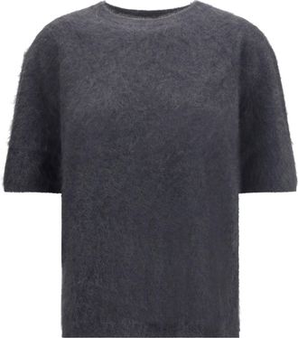 Lisa Yang Womens Cashmere Sweater Maren Graphite Brushed