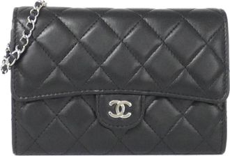 Chanel Black Leather Chain/Shoulder Wallet (Pre-Owned)