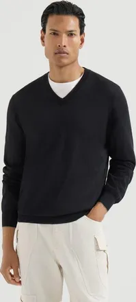 Brunello Cucinelli Cashmere and silk lightweight sweater in Black at Nordstrom, Size 54