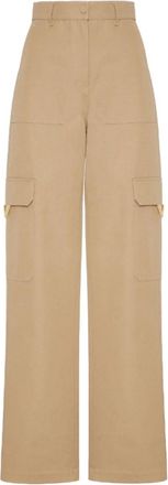 Valentino Beige Cargo Broek Wijde Pijpen - Dames - Wijde Broeken - Bruin - S - Katoen - Broeken