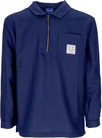 Usual Anorak Shirt met Halve Rits - Heren - Polos - Blauw - S - Polyester - Tops