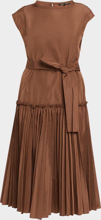Kobi Halperin Logan Pleated Drop-Waist Midi Dress