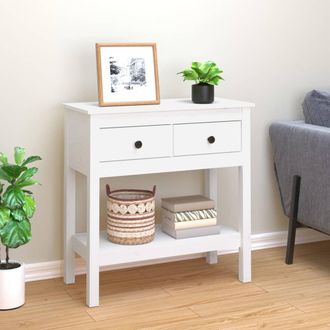 vidaXL Mesa Consola De Madera Maciza De Pino Blanco 75x35x75 Cm Vidaxl