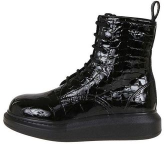 Alexander McQueen (WMNS) Alexander McQueen Crocodile Effect High Hybrid boots Black 633922WHY201000