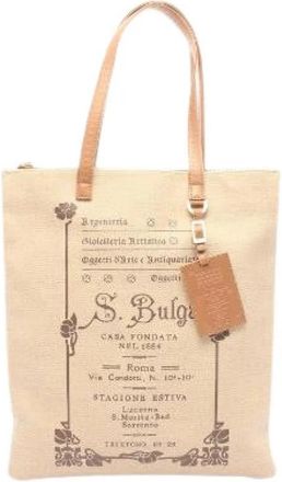 Bulgari Pre-owned Collezione 1910 Coated Canvas Tote Bag - Dames - Vintage Shopper - Beige - ONE Size - Leer - Vintage